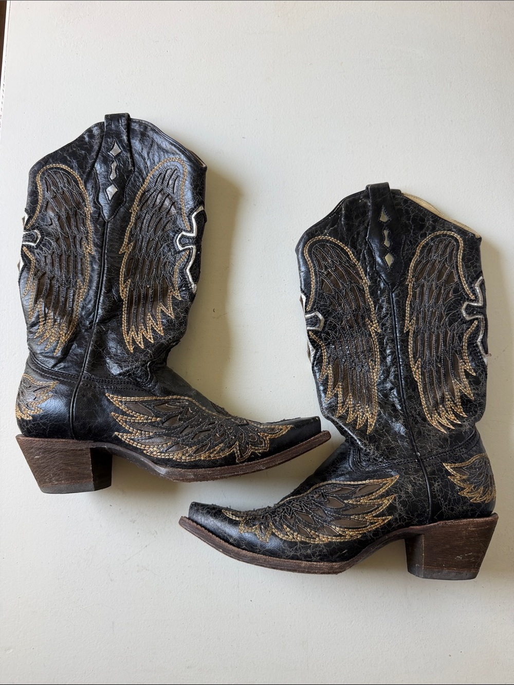 Corral Black and Gold Winged Heeled Boots
